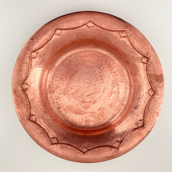 Vintage Sergei Nekrassoff Signed Hand Hammered Copper Bowl 10 inch Beading Rare